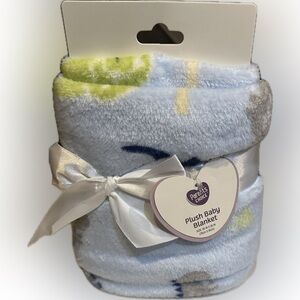 PARENTS CHOICE SOFT PLUSH DINO DINOSAUR FLEECE BLUE GREEN GRAY BABY BLANKET GIFT